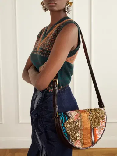 Dries Van Noten Bead-embellished Patchwork-trimmed Leather Shoulder Bag | Thumbnail 2 Dries Van Noten Bead-embellished Patchwork-trimmed Leather Shoulder Bag | Thumbnail 2