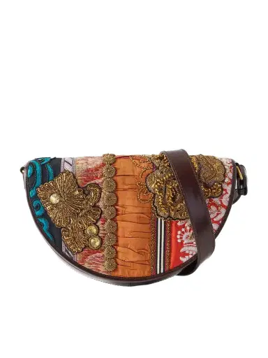 Dries Van Noten Bead-embellished Patchwork-trimmed Leather Shoulder Bag | Thumbnail 1 Dries Van Noten Bead-embellished Patchwork-trimmed Leather Shoulder Bag | Thumbnail 1