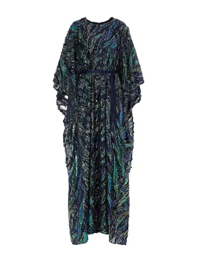 Firefly Belted Draped Sequined Tulle Gown Firefly Belted Draped Sequined Tulle Gown