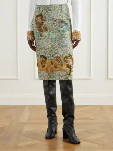 Dries Van Noten Embellished Floral-jacquard Midi Skirt | Thumbnail 3 Dries Van Noten Embellished Floral-jacquard Midi Skirt | Thumbnail 3