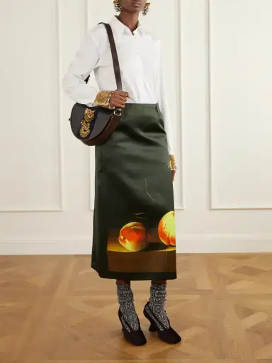 Dries Van Noten Embellished Fabric-trimmed Leather Shoulder Bag | Thumbnail 3 Dries Van Noten Embellished Fabric-trimmed Leather Shoulder Bag | Thumbnail 3