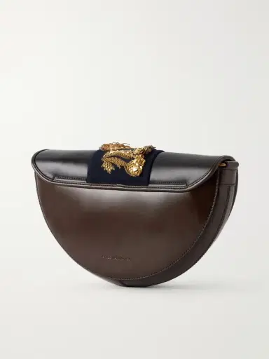 Dries Van Noten Embellished Fabric-trimmed Leather Shoulder Bag | Thumbnail 4 Dries Van Noten Embellished Fabric-trimmed Leather Shoulder Bag | Thumbnail 4