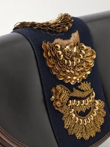 Dries Van Noten Embellished Fabric-trimmed Leather Shoulder Bag | Thumbnail 5 Dries Van Noten Embellished Fabric-trimmed Leather Shoulder Bag | Thumbnail 5