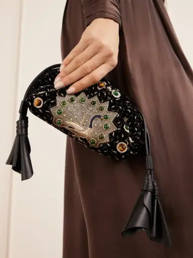 Zimmermann Cloud 91 Peacock Small Leather-trimmed Embroidered Clutch | Thumbnail 2 Zimmermann Cloud 91 Peacock Small Leather-trimmed Embroidered Clutch | Thumbnail 2