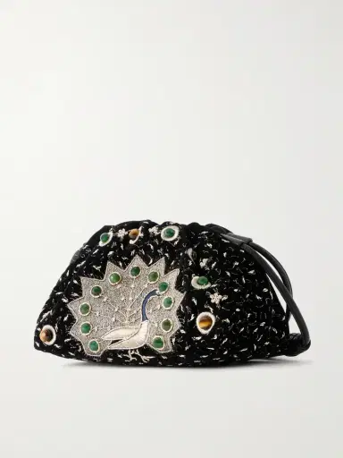Zimmermann Cloud 91 Peacock Small Leather-trimmed Embroidered Clutch | Thumbnail 4 Zimmermann Cloud 91 Peacock Small Leather-trimmed Embroidered Clutch | Thumbnail 4