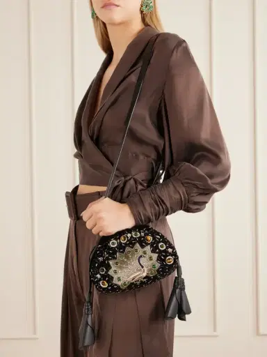 Zimmermann Cloud 91 Peacock Small Leather-trimmed Embroidered Clutch | Thumbnail 6 Zimmermann Cloud 91 Peacock Small Leather-trimmed Embroidered Clutch | Thumbnail 6