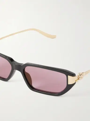 Cartier Eyewear Panthère De Cartier Rectangular-frame Recycled-acetate Gold-tone Sunglasses | Thumbnail 4 Cartier Eyewear Panthère De Cartier Rectangular-frame Recycled-acetate Gold-tone Sunglasses | Thumbnail 4
