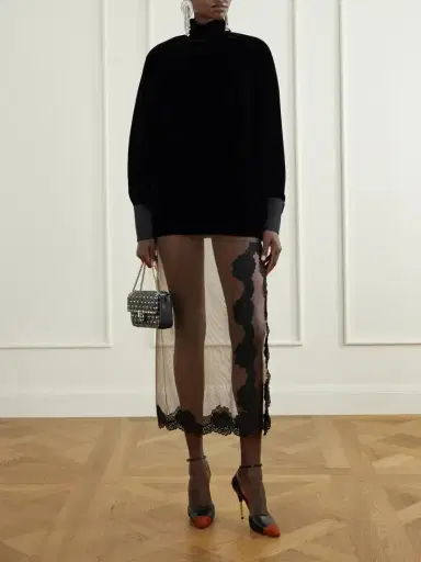 Valentino Garavani Tiered Gathered Velvet Blouse | Thumbnail 2 Valentino Garavani Tiered Gathered Velvet Blouse | Thumbnail 2
