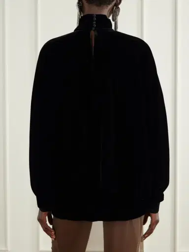 Valentino Garavani Tiered Gathered Velvet Blouse | Thumbnail 3 Valentino Garavani Tiered Gathered Velvet Blouse | Thumbnail 3
