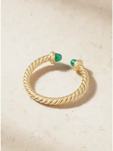 David Yurman Micro Cablespira® Flex 18-karat Gold Emerald Ring | Thumbnail 3 David Yurman Micro Cablespira® Flex 18-karat Gold Emerald Ring | Thumbnail 3
