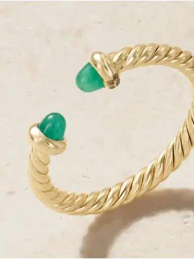 David Yurman Micro Cablespira® Flex 18-karat Gold Emerald Ring | Thumbnail 4 David Yurman Micro Cablespira® Flex 18-karat Gold Emerald Ring | Thumbnail 4