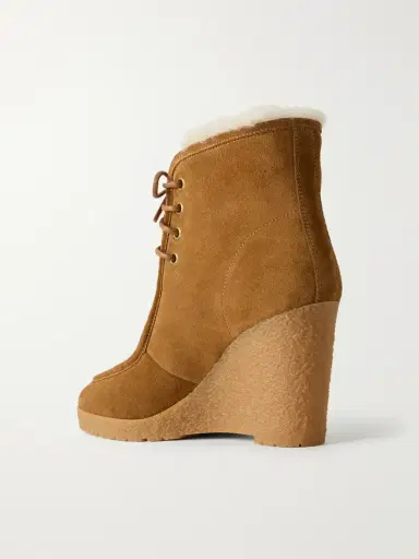 Isabel Marant Cylia Shearling-trimmed Suede Wedge Ankle Boots | Thumbnail 3 Isabel Marant Cylia Shearling-trimmed Suede Wedge Ankle Boots | Thumbnail 3