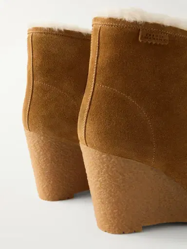 Isabel Marant Cylia Shearling-trimmed Suede Wedge Ankle Boots | Thumbnail 5 Isabel Marant Cylia Shearling-trimmed Suede Wedge Ankle Boots | Thumbnail 5