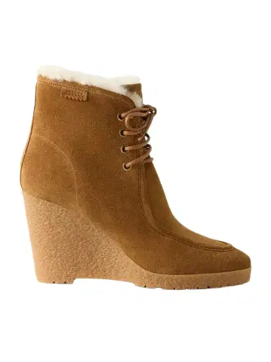 Isabel Marant Cylia Shearling-trimmed Suede Wedge Ankle Boots | Thumbnail 1 Isabel Marant Cylia Shearling-trimmed Suede Wedge Ankle Boots | Thumbnail 1