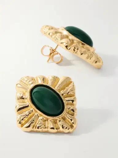 PAOLA SIGHINOLFI Sasa Gold-plated Malachite Earrings | Thumbnail 3 PAOLA SIGHINOLFI Sasa Gold-plated Malachite Earrings | Thumbnail 3
