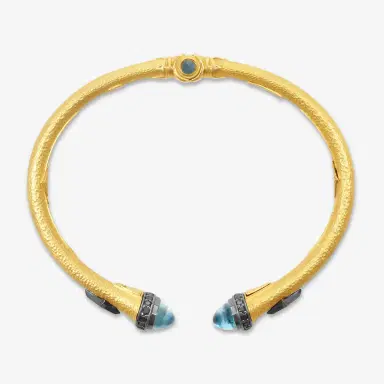 Konstantino Konstantino Callas 18K Yellow Gold Black Diamond & Sapphire Cuff Bracelet by The Solist | Thumbnail 2 Konstantino Konstantino Callas 18K Yellow Gold Black Diamond & Sapphire Cuff Bracelet by The Solist | Thumbnail 2