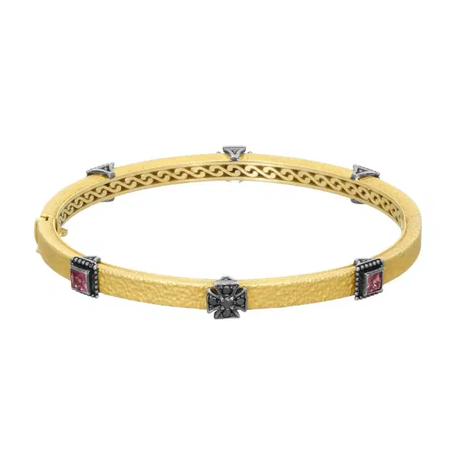 Konstantino Callas 18K Yellow Gold Diamond & Pink Tourmaline Bangle by The Solist Konstantino Callas 18K Yellow Gold Diamond & Pink Tourmaline Bangle by The Solist