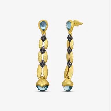 Konstantino Konstantino Callas 18K Yellow Gold Diamond & Swiss Blue Topaz Earrings by The Solist | Thumbnail 3 Konstantino Konstantino Callas 18K Yellow Gold Diamond & Swiss Blue Topaz Earrings by The Solist | Thumbnail 3