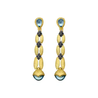 Konstantino Konstantino Callas 18K Yellow Gold Diamond & Swiss Blue Topaz Earrings by The Solist | Thumbnail 1 Konstantino Konstantino Callas 18K Yellow Gold Diamond & Swiss Blue Topaz Earrings by The Solist | Thumbnail 1