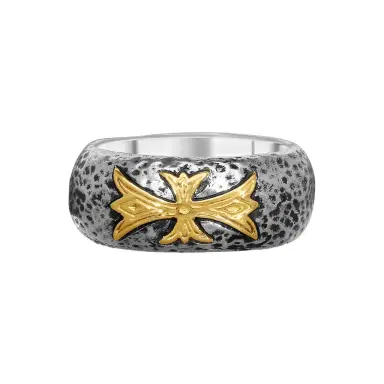 Konstantino Konstantino SG Classic 18K Yellow Gold & Sterling Silver Cross Band Ring Sz. 8 by The Solist | Thumbnail 1 Konstantino Konstantino SG Classic 18K Yellow Gold & Sterling Silver Cross Band Ring Sz. 8 by The Solist | Thumbnail 1