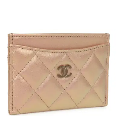 Chanel Chanel Classic Card Holder Wallet Light Pink Iridescent Calfskin Silver Hardware | Thumbnail 2 Chanel Chanel Classic Card Holder Wallet Light Pink Iridescent Calfskin Silver Hardware | Thumbnail 2