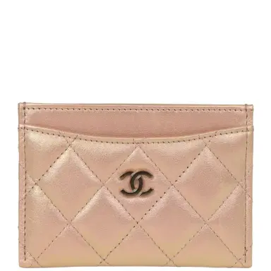Chanel Chanel Classic Card Holder Wallet Light Pink Iridescent Calfskin Silver Hardware | Thumbnail 1 Chanel Chanel Classic Card Holder Wallet Light Pink Iridescent Calfskin Silver Hardware | Thumbnail 1