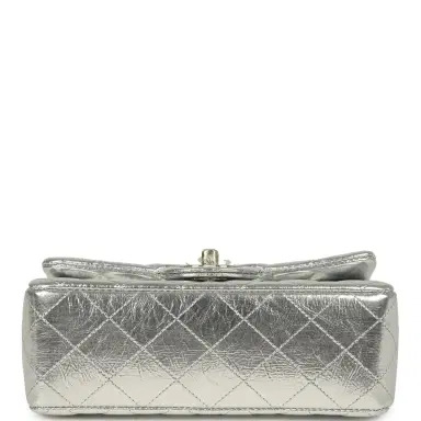 Chanel Chanel Mini Classic Rectangular Flap Bag Silver Metallic Crumpled Calfskin Light Gold Hardware | Thumbnail 6 Chanel Chanel Mini Classic Rectangular Flap Bag Silver Metallic Crumpled Calfskin Light Gold Hardware | Thumbnail 6
