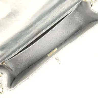 Chanel Chanel Mini Classic Rectangular Flap Bag Silver Metallic Crumpled Calfskin Light Gold Hardware | Thumbnail 8 Chanel Chanel Mini Classic Rectangular Flap Bag Silver Metallic Crumpled Calfskin Light Gold Hardware | Thumbnail 8