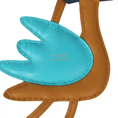HERMÈS Hermes Petit H Crane Bag Charm Sesame, Turquoise, Bleu Tie Milo Lambskin and Epsom | Thumbnail 3 HERMÈS Hermes Petit H Crane Bag Charm Sesame, Turquoise, Bleu Tie Milo Lambskin and Epsom | Thumbnail 3