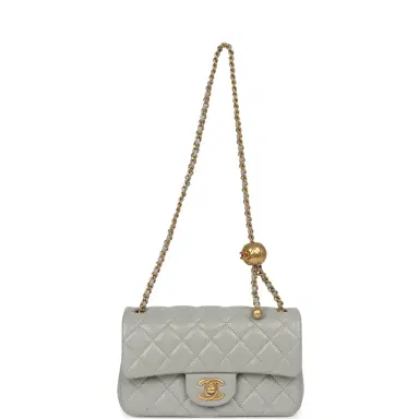 Chanel Pre-owned Chanel Mini Pearl Crush Rectangular Flap Bag Grey Lambskin Brushed Gold Hardware | Thumbnail 7 Chanel Pre-owned Chanel Mini Pearl Crush Rectangular Flap Bag Grey Lambskin Brushed Gold Hardware | Thumbnail 7
