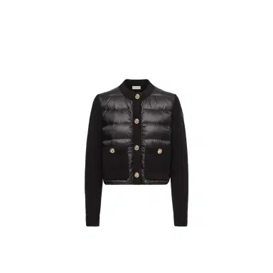 Moncler Bouclé Wool Blend Padded Cardigan | Thumbnail 1 Moncler Bouclé Wool Blend Padded Cardigan | Thumbnail 1
