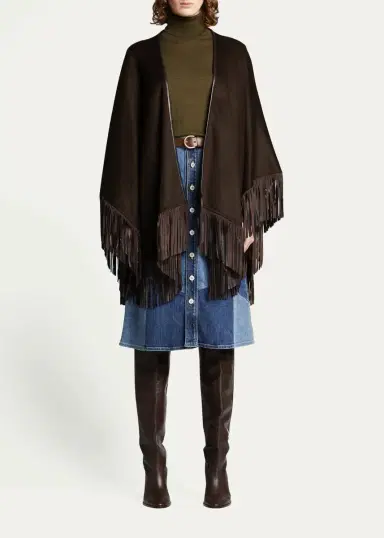 Sofia Cashmere Reversible Fringe Cashmere Cape | Thumbnail 2 Sofia Cashmere Reversible Fringe Cashmere Cape | Thumbnail 2