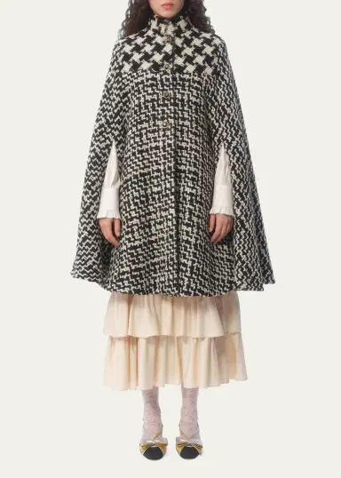 Valentino Garavani Tweed Houndstooth Wool Cape | Thumbnail 2 Valentino Garavani Tweed Houndstooth Wool Cape | Thumbnail 2