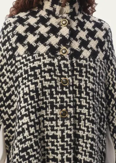 Valentino Garavani Tweed Houndstooth Wool Cape | Thumbnail 4 Valentino Garavani Tweed Houndstooth Wool Cape | Thumbnail 4
