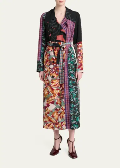 Dries Van Noten Rolano Patchwork Double-Breasted Trench Coat | Thumbnail 2 Dries Van Noten Rolano Patchwork Double-Breasted Trench Coat | Thumbnail 2