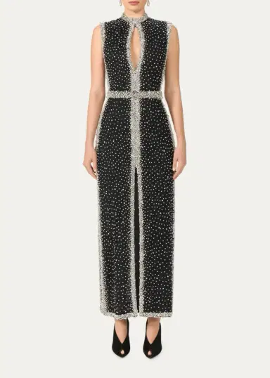 Costarellos Belina Sleeveless Crystal Embroidered Column Gown | Thumbnail 2 Costarellos Belina Sleeveless Crystal Embroidered Column Gown | Thumbnail 2