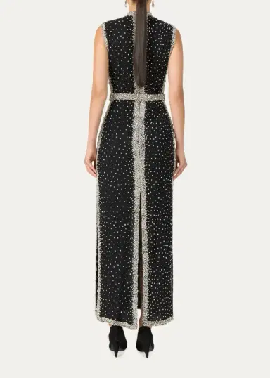 Costarellos Belina Sleeveless Crystal Embroidered Column Gown | Thumbnail 3 Costarellos Belina Sleeveless Crystal Embroidered Column Gown | Thumbnail 3