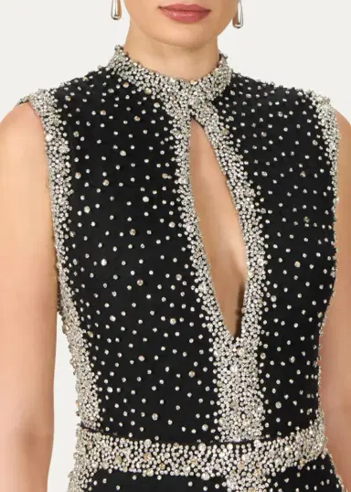 Costarellos Belina Sleeveless Crystal Embroidered Column Gown | Thumbnail 4 Costarellos Belina Sleeveless Crystal Embroidered Column Gown | Thumbnail 4