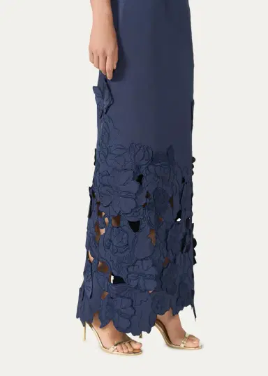 Costarellos Norelle Satin Off-The-Shoulder Floral-Cut Column Gown | Thumbnail 4 Costarellos Norelle Satin Off-The-Shoulder Floral-Cut Column Gown | Thumbnail 4