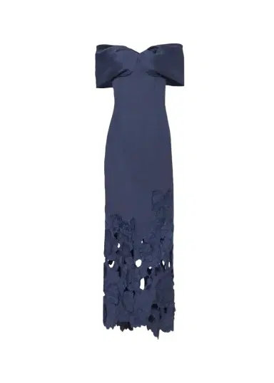 Costarellos Norelle Satin Off-The-Shoulder Floral-Cut Column Gown | Thumbnail 1 Costarellos Norelle Satin Off-The-Shoulder Floral-Cut Column Gown | Thumbnail 1
