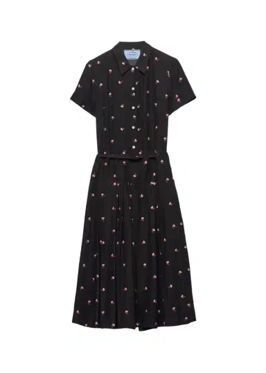Prada Floral Belted Midi Dress | Thumbnail 1 Prada Floral Belted Midi Dress | Thumbnail 1
