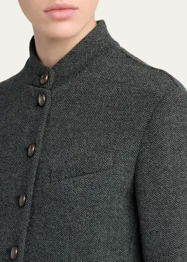 Giorgio Armani Herringbone Wool-Cashmere Flannel Wide-Leg Trousers | Thumbnail 5 Giorgio Armani Herringbone Wool-Cashmere Flannel Wide-Leg Trousers | Thumbnail 5