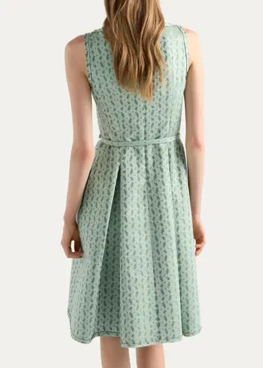 Prada Micro-Floral Cotton-Blend Belted Midi Dress | Thumbnail 3 Prada Micro-Floral Cotton-Blend Belted Midi Dress | Thumbnail 3