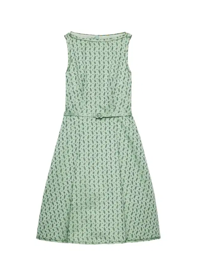 Micro-Floral Cotton-Blend Belted Midi Dress Micro-Floral Cotton-Blend Belted Midi Dress