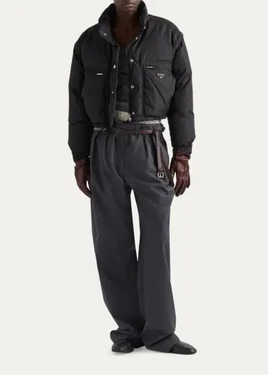 Prada Re-Nylon Crop Down Jacket | Thumbnail 2 Prada Re-Nylon Crop Down Jacket | Thumbnail 2