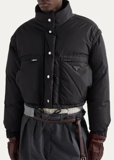 Prada Re-Nylon Crop Down Jacket | Thumbnail 4 Prada Re-Nylon Crop Down Jacket | Thumbnail 4