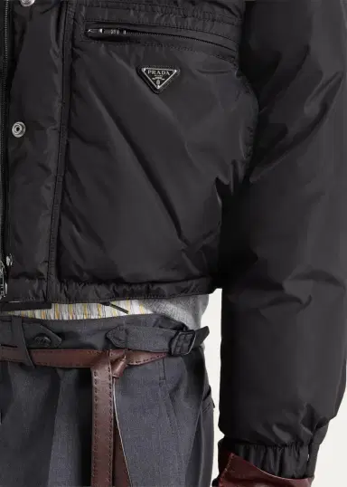 Prada Re-Nylon Crop Down Jacket | Thumbnail 5 Prada Re-Nylon Crop Down Jacket | Thumbnail 5