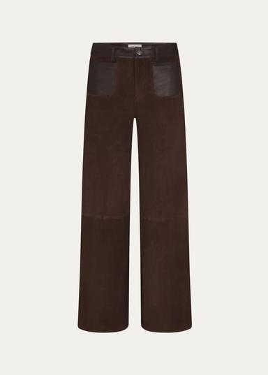 Frame Suede Slim Wide-Leg Pants | Thumbnail 1 Frame Suede Slim Wide-Leg Pants | Thumbnail 1