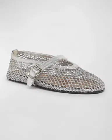 Alaïa Metallic Net Mary Jane Ballerina Flats | Thumbnail 3 Alaïa Metallic Net Mary Jane Ballerina Flats | Thumbnail 3