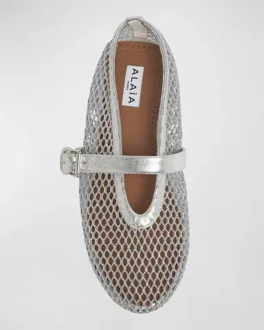 Alaïa Metallic Net Mary Jane Ballerina Flats | Thumbnail 5 Alaïa Metallic Net Mary Jane Ballerina Flats | Thumbnail 5